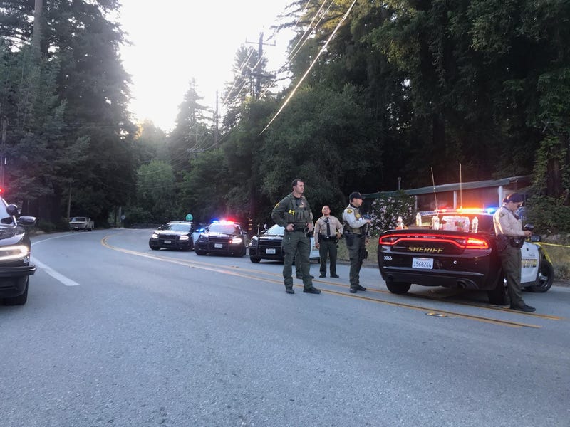 Squad cars outside of an active scene in Santa Cruz County.
