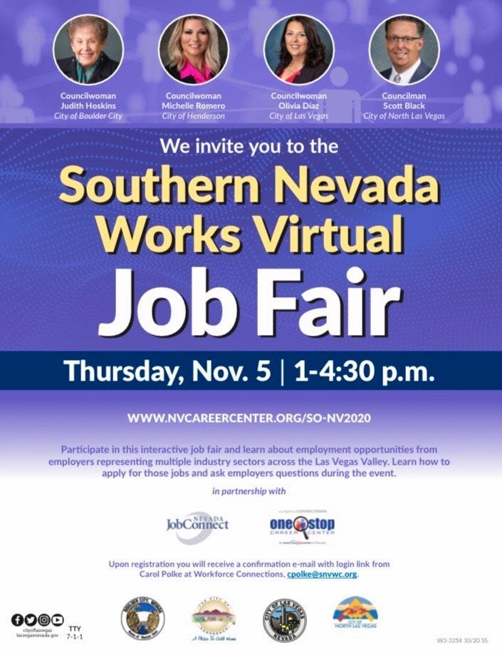 Flyer for the Southern Nevada Virtual Job Fair