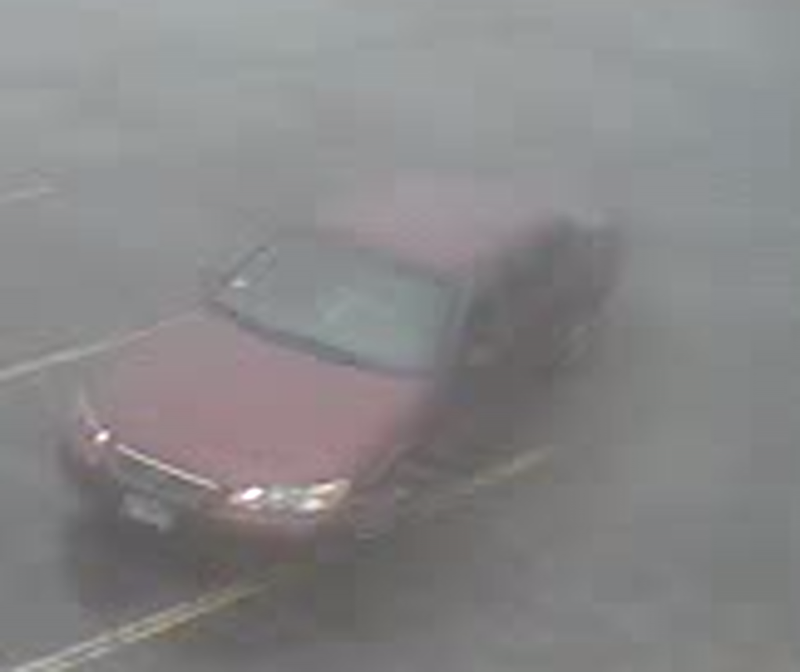 The red vehicle suspected of a hit-and-run in Belmont Gardens
