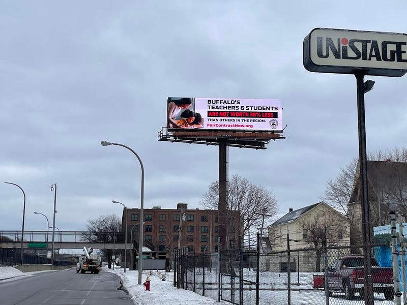 A Buffalo Teachers Federation's billboard near Michigan Ave in Buffalo, NY. (1/26/2023)
