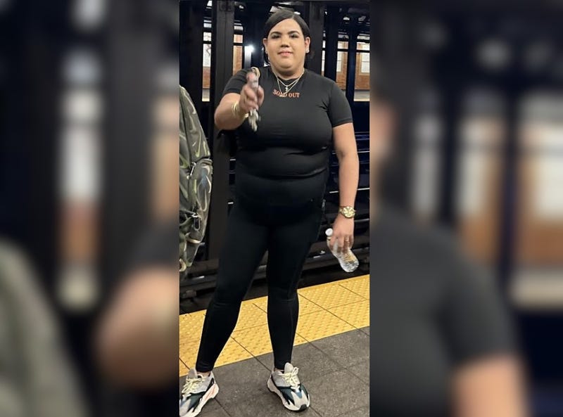 Police released an image Tuesday showing the suspect holding a can of pepper spray around the time of Monday's attack at the 66th Street–Lincoln Center station