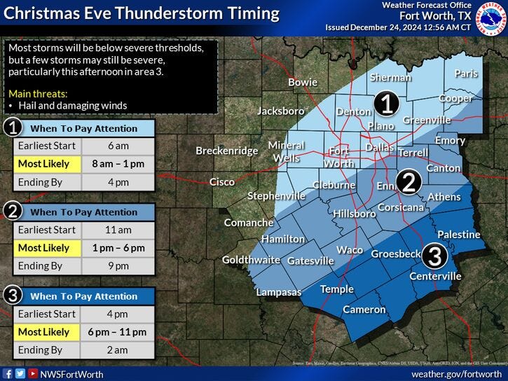 North Texas forecast for Tuesday, Dec. 24, 2024.