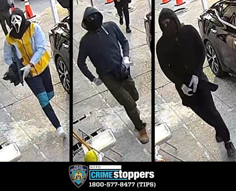 The thieves were armed with two handguns and what appeared to be an assault rifle