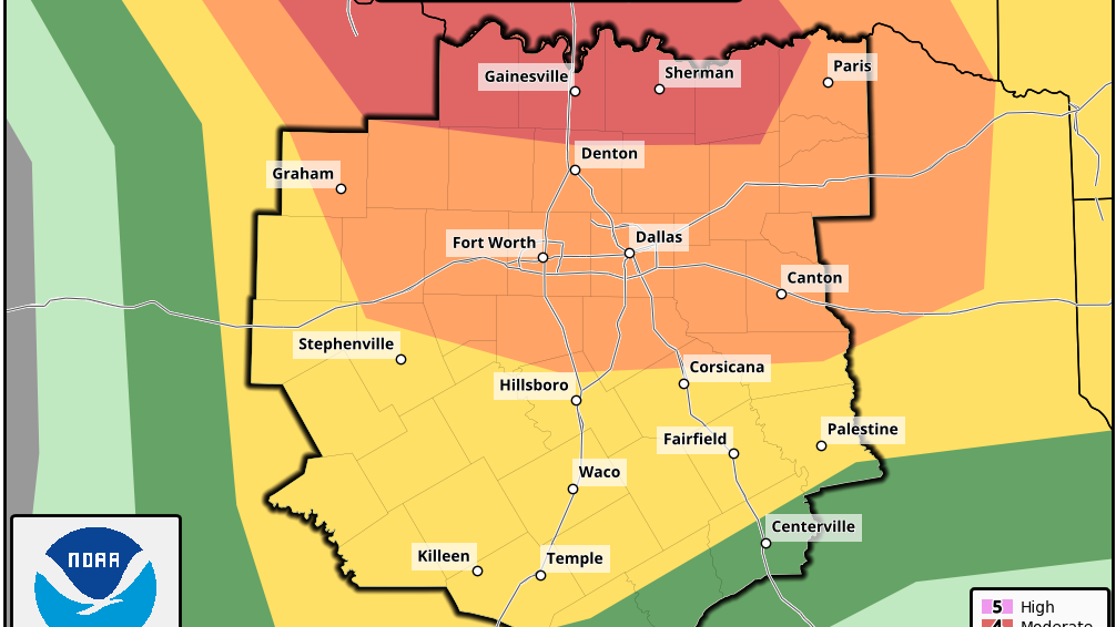 Heat Advisory today and tomorrow for DFW, more severe storms possible this evening