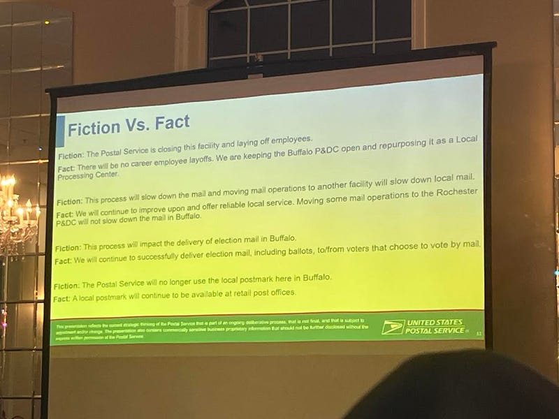 Fact vs. Fiction portion of USPS's presentation. 