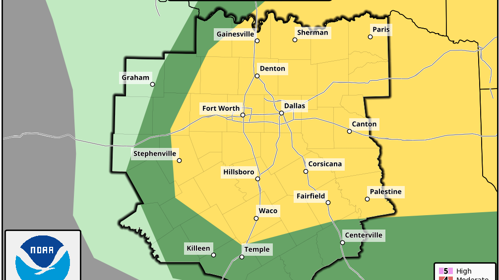Scattered morning and evening severe storms across DFW today
