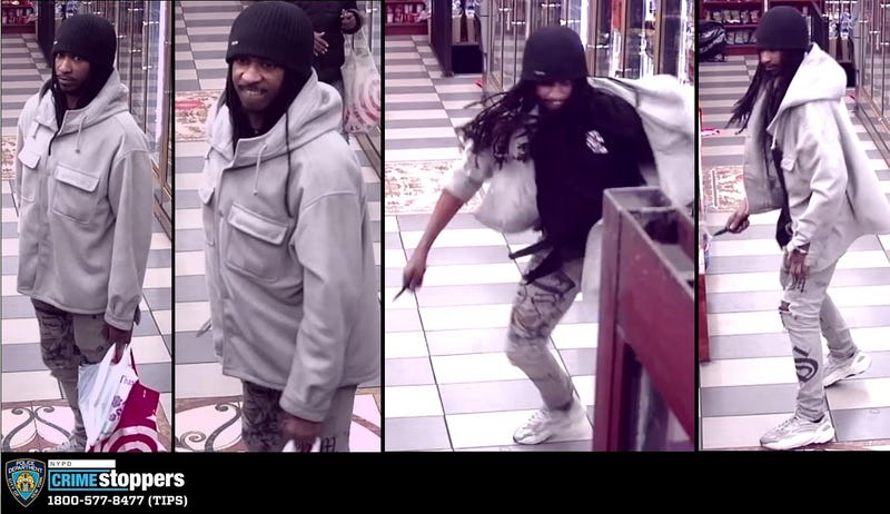 Cops are searching for a man who they say stabbed another man, who'd thrown a card reader at a worker, in a deli in Washington Heights on Wednesday night