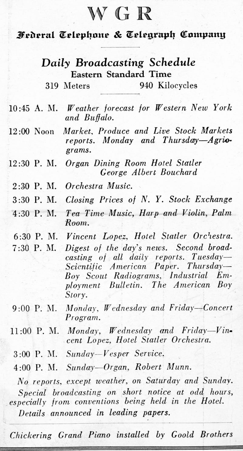 WGR Broadcasting Schedule