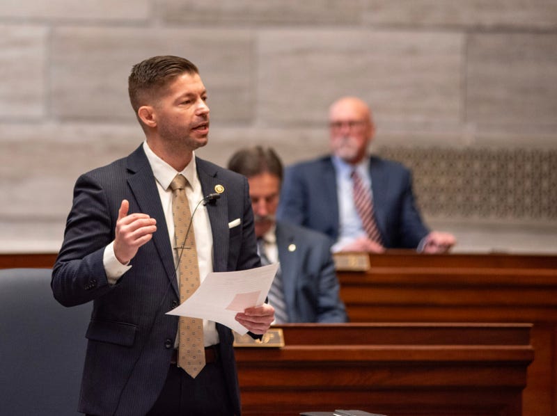 Sen. Ben Brown, a Republican from Washington, speaks on the first day of the 2024 Legislative Session. For the past three years, Brown has filed legislation to help homeschoolers gain access to public school activities. This year, the legislature gave its approval.