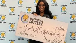 Detroit woman taking a break from 'tough day' plays lotto online, wins $100K