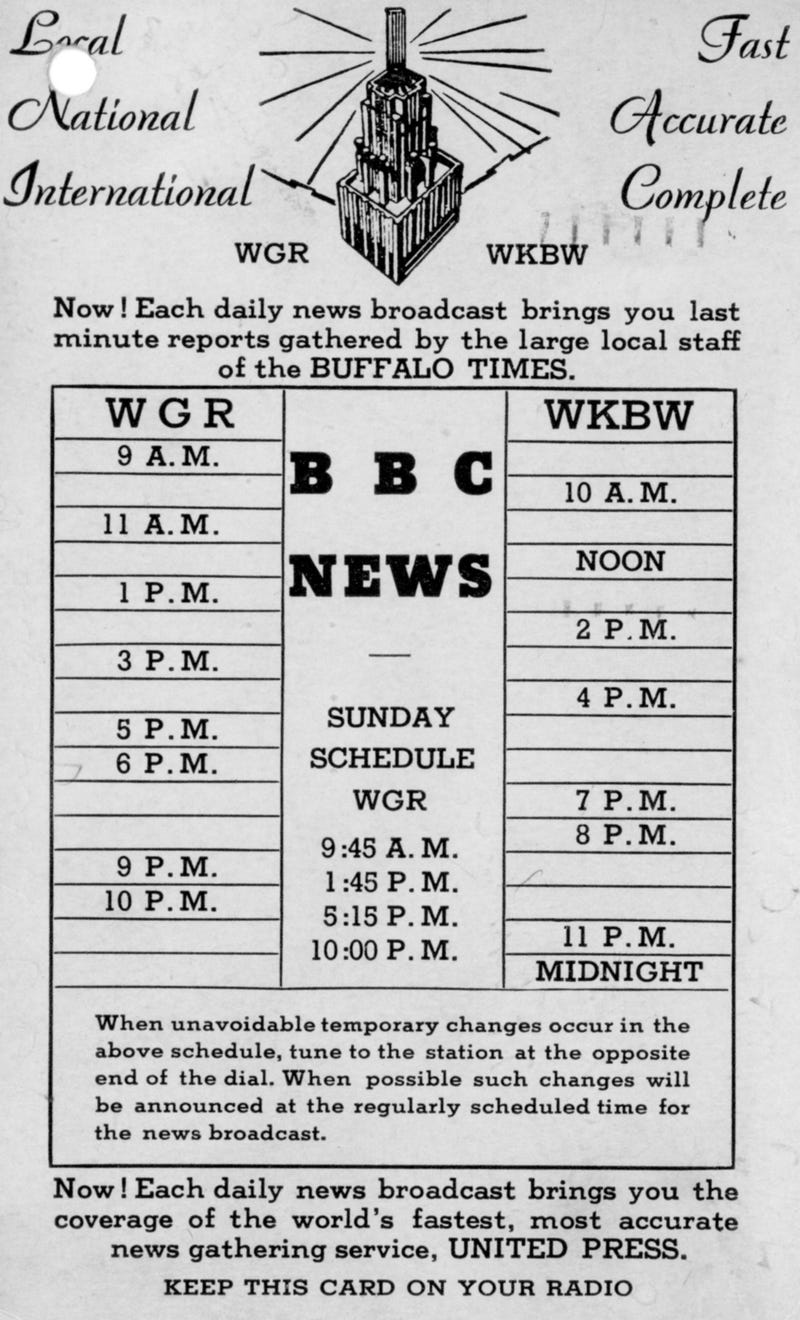 Sunday WGR schedule