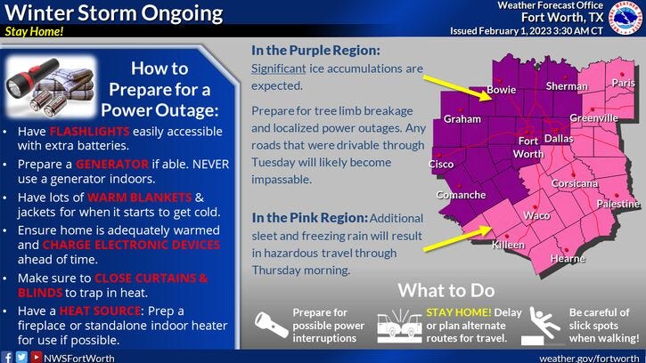 Ice Storm Warning issued for North Texas until 9am Thursday