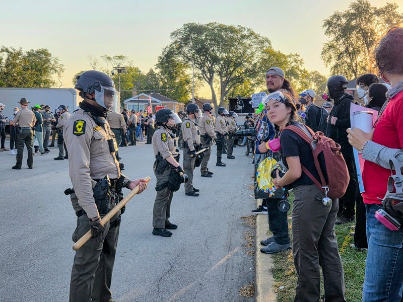 State troopers block protesters from street 