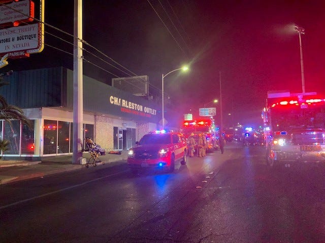 Las Vegas Fire and Rescue battles a thrift store fire on 3-28-21