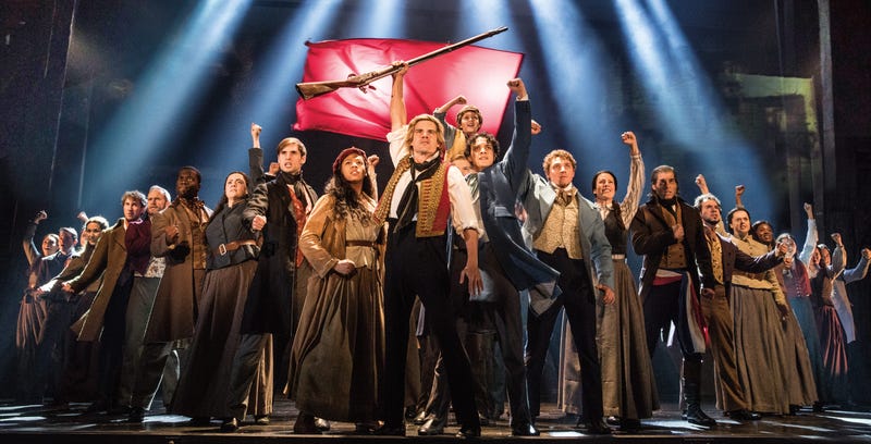 The company of LES MISÉRABLES performs “One Day More."