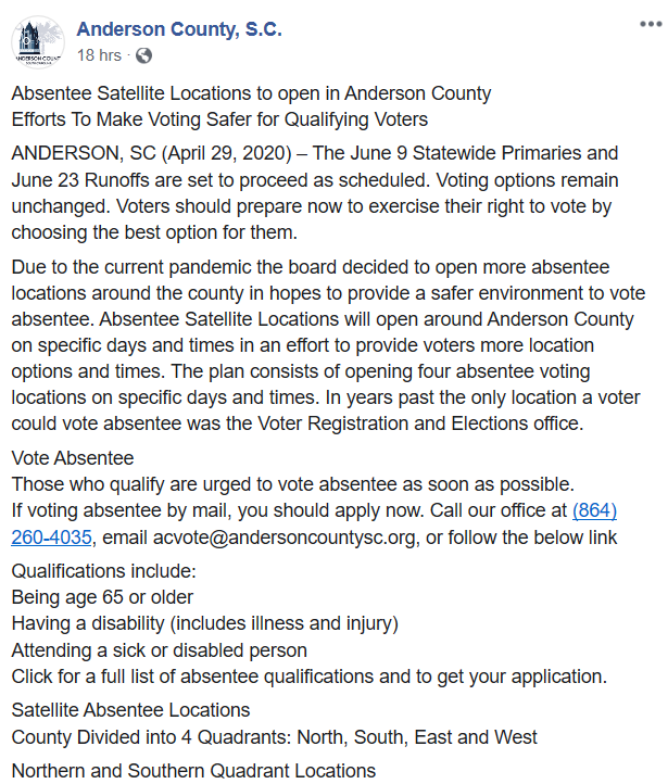 Absentee Satellite Voting Locations