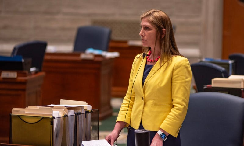 State Sen. Patty Lewis, D-Kansas City, speaks on the Missouri Senate floor Monday as part of an effort to hold off anti-abortion legislation