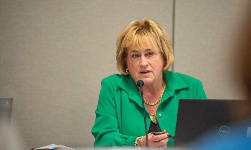 Missouri Commissioner of Education Karla Eslinger reacts to a presentation on a plan to rework the Missouri Schools for the Severely Disabled during a State Board of Education meeting in May.