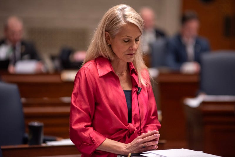 State Sen. Tracy McCreery, D-Olivette, prepares for Senate Republicans to force a vote on a constitutional amendment to ban abortion.