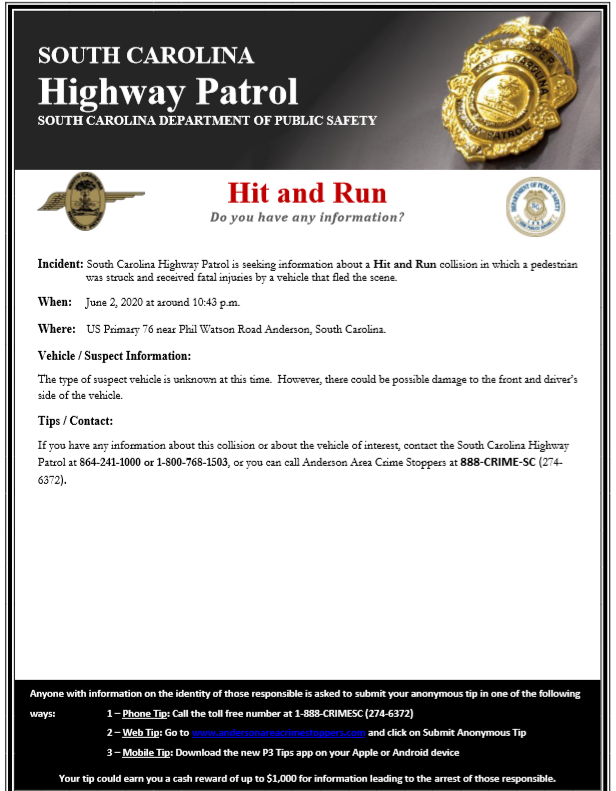 Anderson County Hit and Run