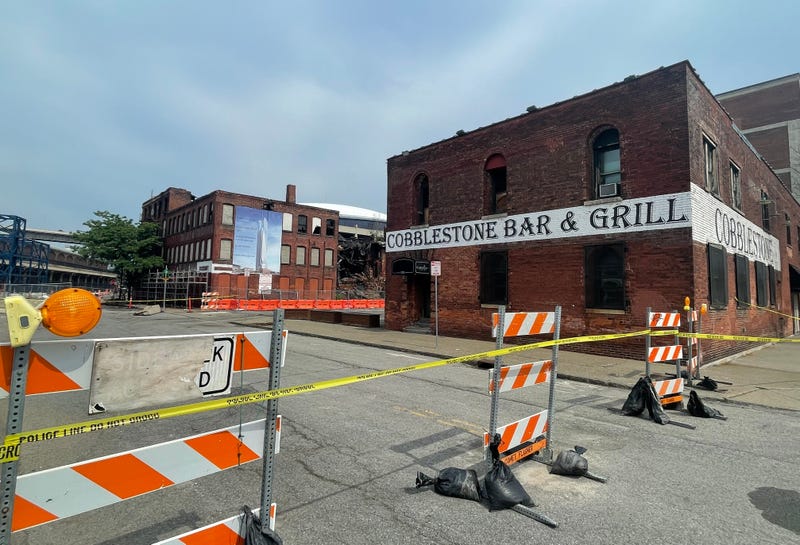Remnants of Cobblestone fire at 110 and 118 South Park Avenue, June 19, 2024