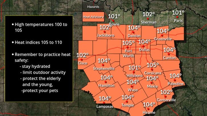 More Heat Advisories and a slight chance for a late afternoon, early evening rain shower