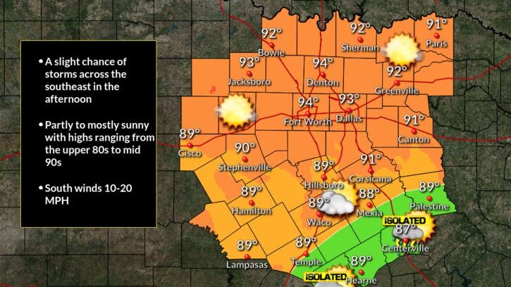 Seasonable temperatures through the weekend, heat index near 100 degrees