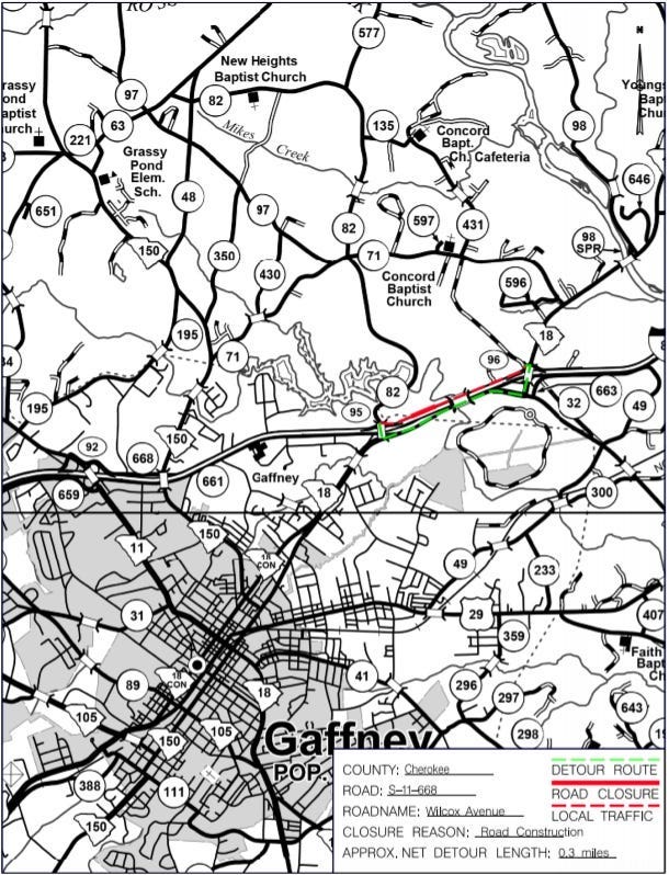 Gaffney Construction beginning Aug. 3