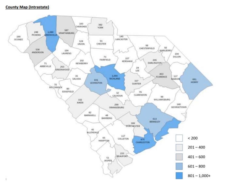 County Map (Intrastate) Claims