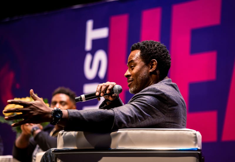 Lamman Rucker at the Just Heal Bro conference for Black men's mental health. It is being held at the Microsoft School of the Future in West Philadelphia.