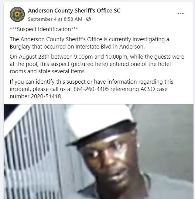 Burglary Suspect at Baymont hotel on Interstate Blvd