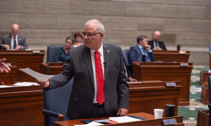 State Sen. Rusty Black, R-Chillicothe, presents a motion to force a vote on a gerrymandered map of the state’s congressional districts Friday on the Senate floor.