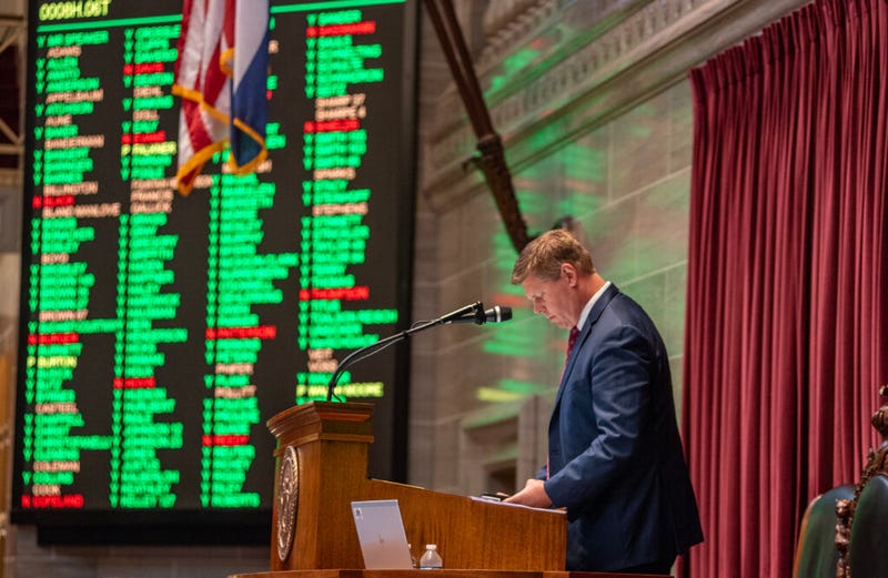 House Speaker Dean Plocher, R-Des Peres, waits for the Missouri House to finish voting on a motion during the annual veto session on Sept. 13, 2023.