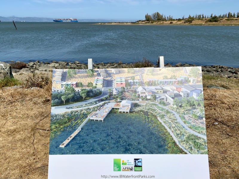 The park's proposed layout against the current shoreline at India Basin.