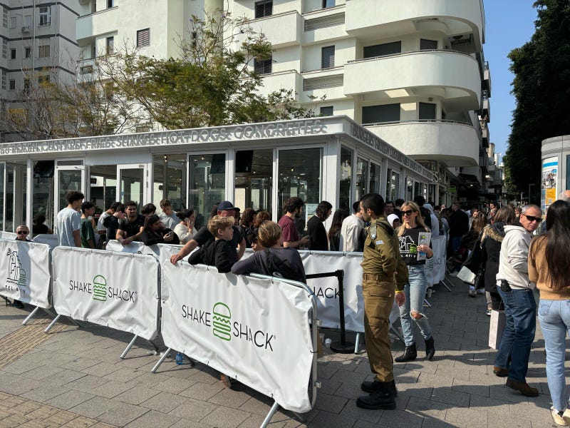 Opening day at Israel's first Shake Shack in Tel Aviv on Feb. 27, 2023.