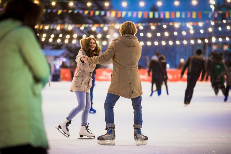 Couple ice skating