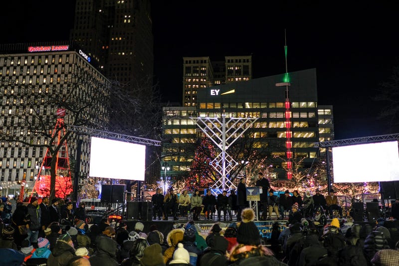 Menorah in the D at Campus Martius Park