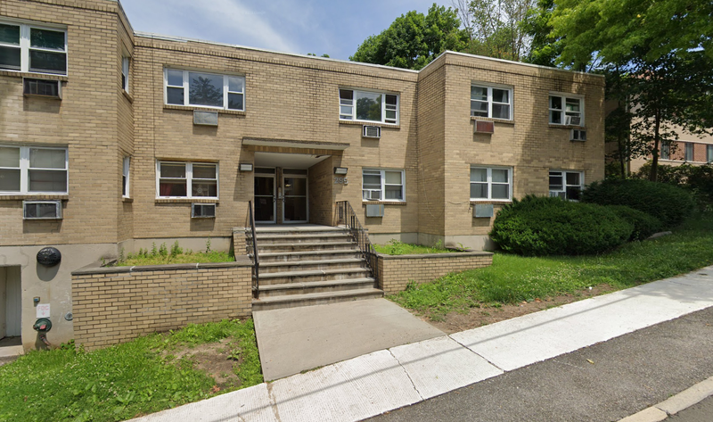 295 Battle Avenue in White Plains, where a Tesla slammed into the building, killing two occupants of the vehicle. 