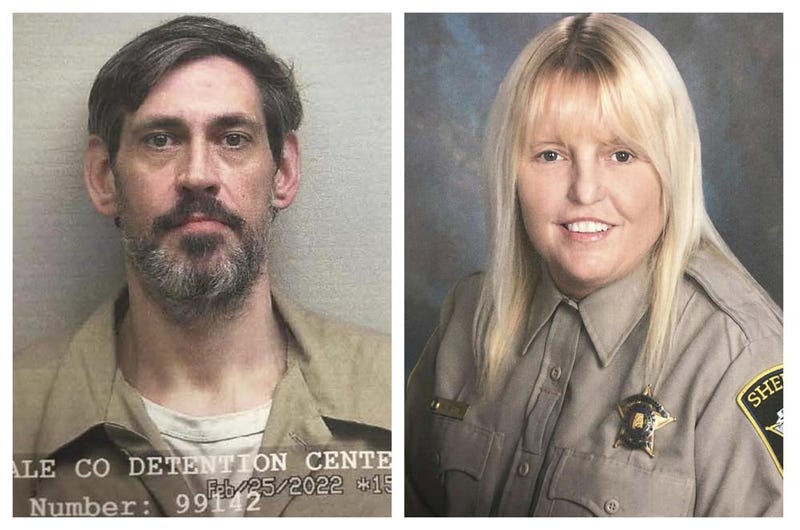 This combination of photos provided by the U.S. Marshals Service and Lauderdale County Sheriff's Office in April 2022 shows inmate Casey White, left, and Assistant Director of Corrections Vicky White. The former Alabama jail official on the run with the murder suspect she was accused of helping escape shot and killed herself Monday, May 9, as authorities caught up with the pair after more than a week of searching, officials said. The man she fled with surrendered.