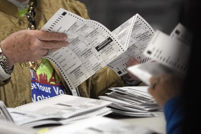 Election workers process ballots at the Clark County Election Department, Thursday, Nov. 10, 2022, in Las Vegas