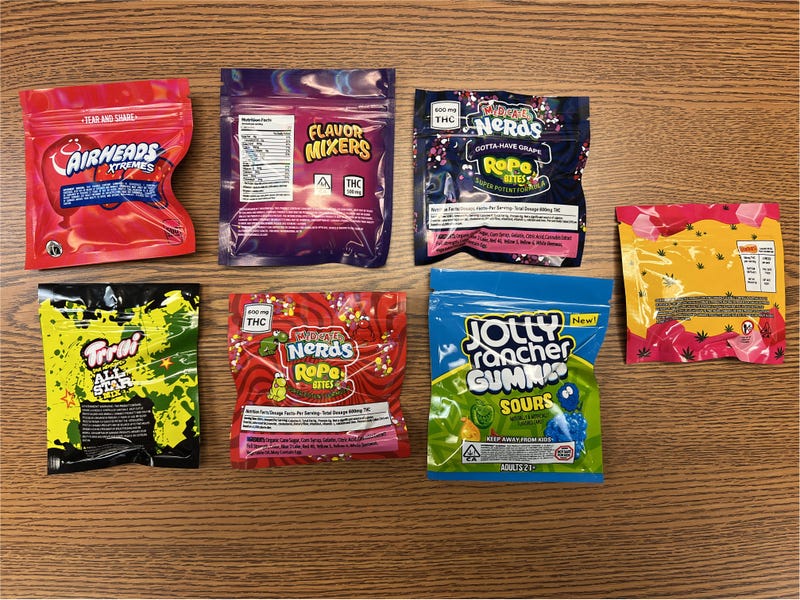 Packages of THC products that look like candy