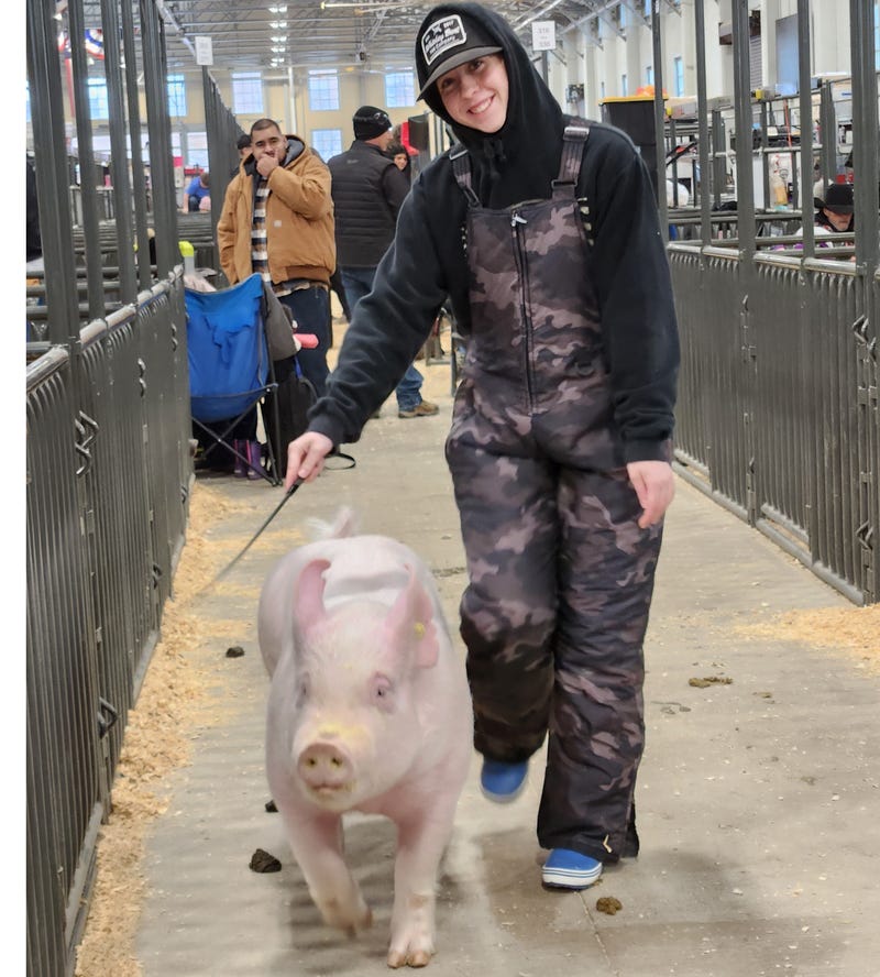 KRLD 1080's Curt Lewis recently interviewed Cale Henry, a senior at Celina High School who brought her swine friends Sqeakers (pink and Roo to the show. 