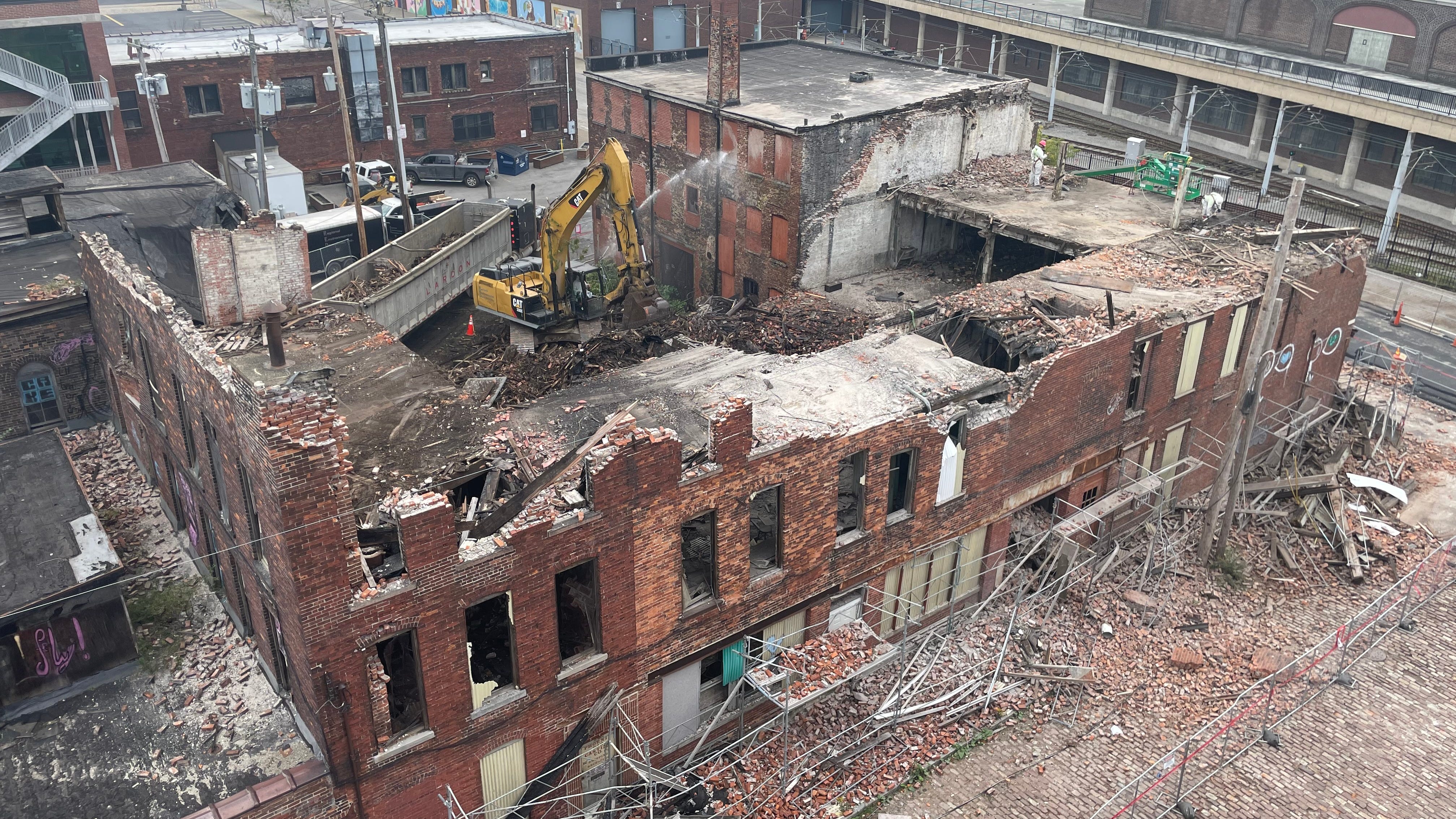 Stabilization work underway at Cobblestone buildings downtown