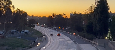 The southbound lanes on the 101 Freeway at Vermont Avenue were shut down after a pedestrian was hit and killed.