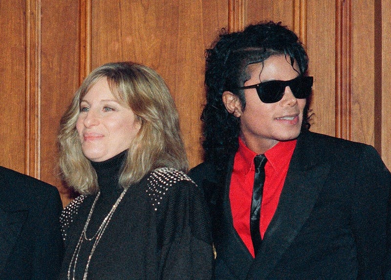 singers Barbra Streisand and Michael Jackson attend the Scopus Awards of the American Friends of the Hebrew University ceremony in Los Angeles