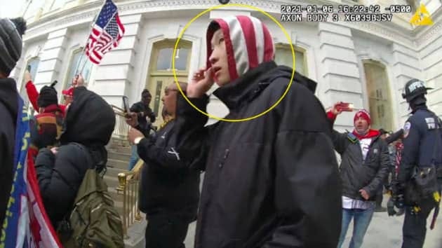 Jia Liu at the U.S. Capitol insurrection on Jan. 6, 2021.
