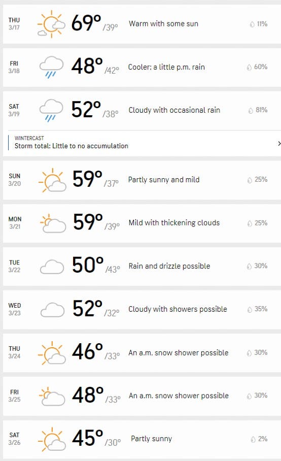 AccuWeather forecast for Detroit