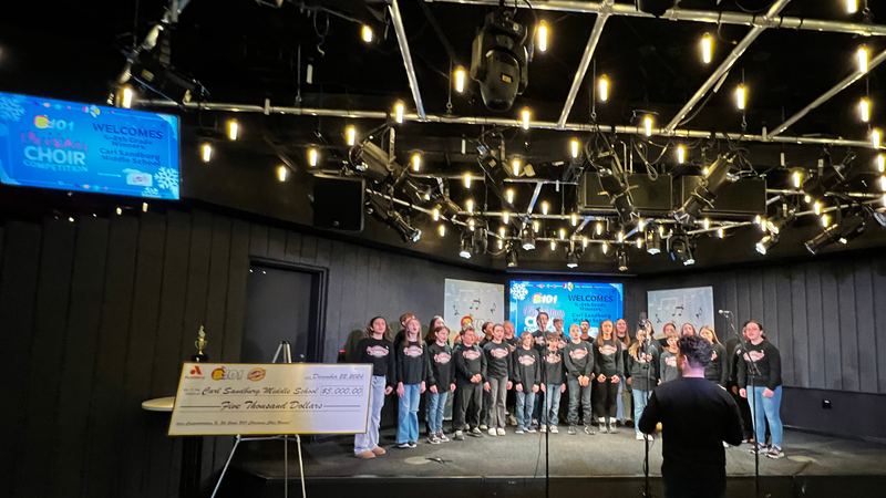 B101's 2024 K-8 Christmas Choir Competition Champions Carl Sandburg Middle School Performs at B101