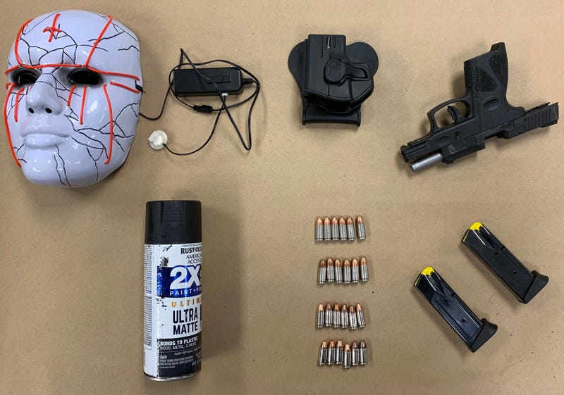 These are items found with one of the people arrested during demonstrations Thursday night downtown. (Photo Credit: Richmond Police)