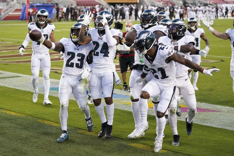 Philadelphia Eagles free safety Rodney McLeod (23) celebrates with his teammates
